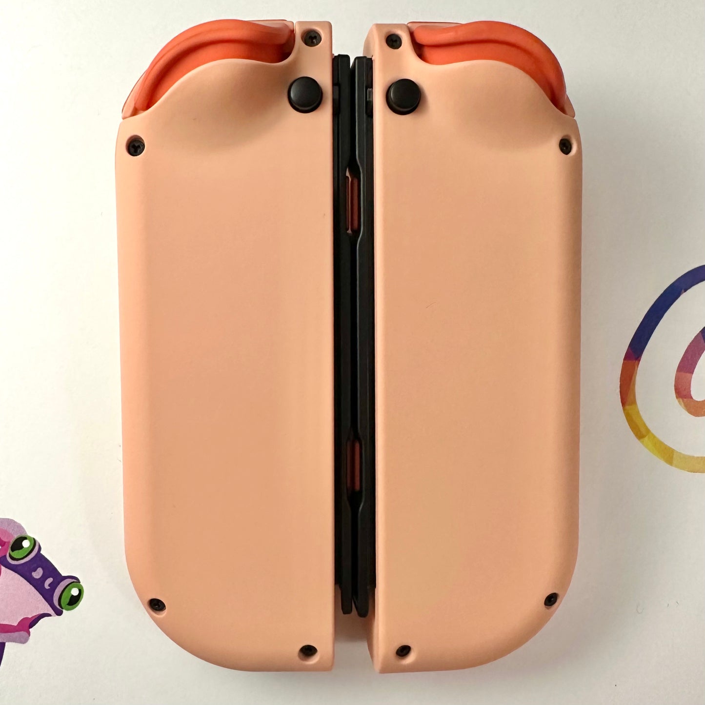 Mandys Pink & Coral Orange Buttons Joy-Cons - Custom Nintendo Switch Joycon Controllers
