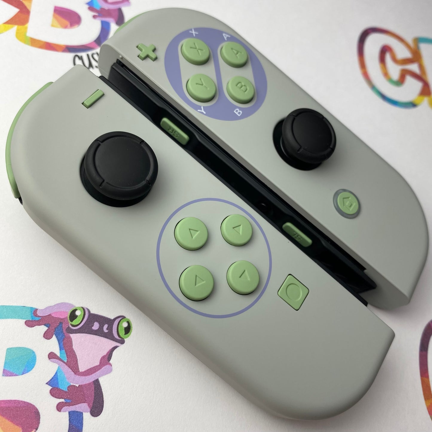 Classic SNES & Matcha Green Buttons Nintendo Switch Joycons - Custom Nintendo Switch Joycon Controllers
