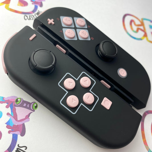 Classic NES & Sakura Pink Buttons Nintendo Switch Joycons  - Custom Nintendo Switch Joycon Controllers