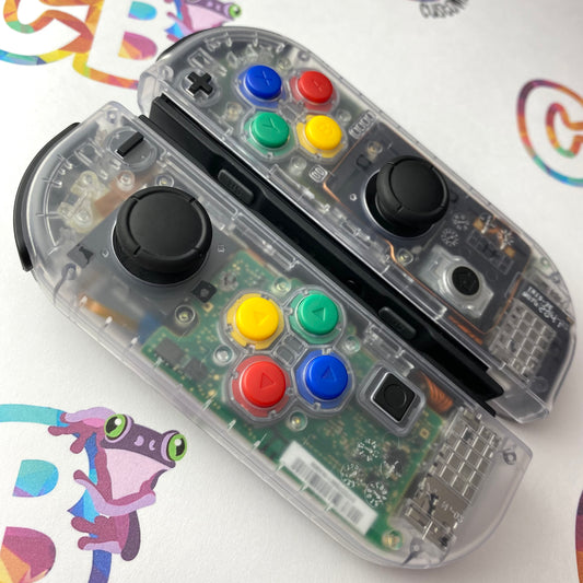 Clear & SNES Buttons Joy-Cons - Custom Nintendo Switch Joycon Controllers