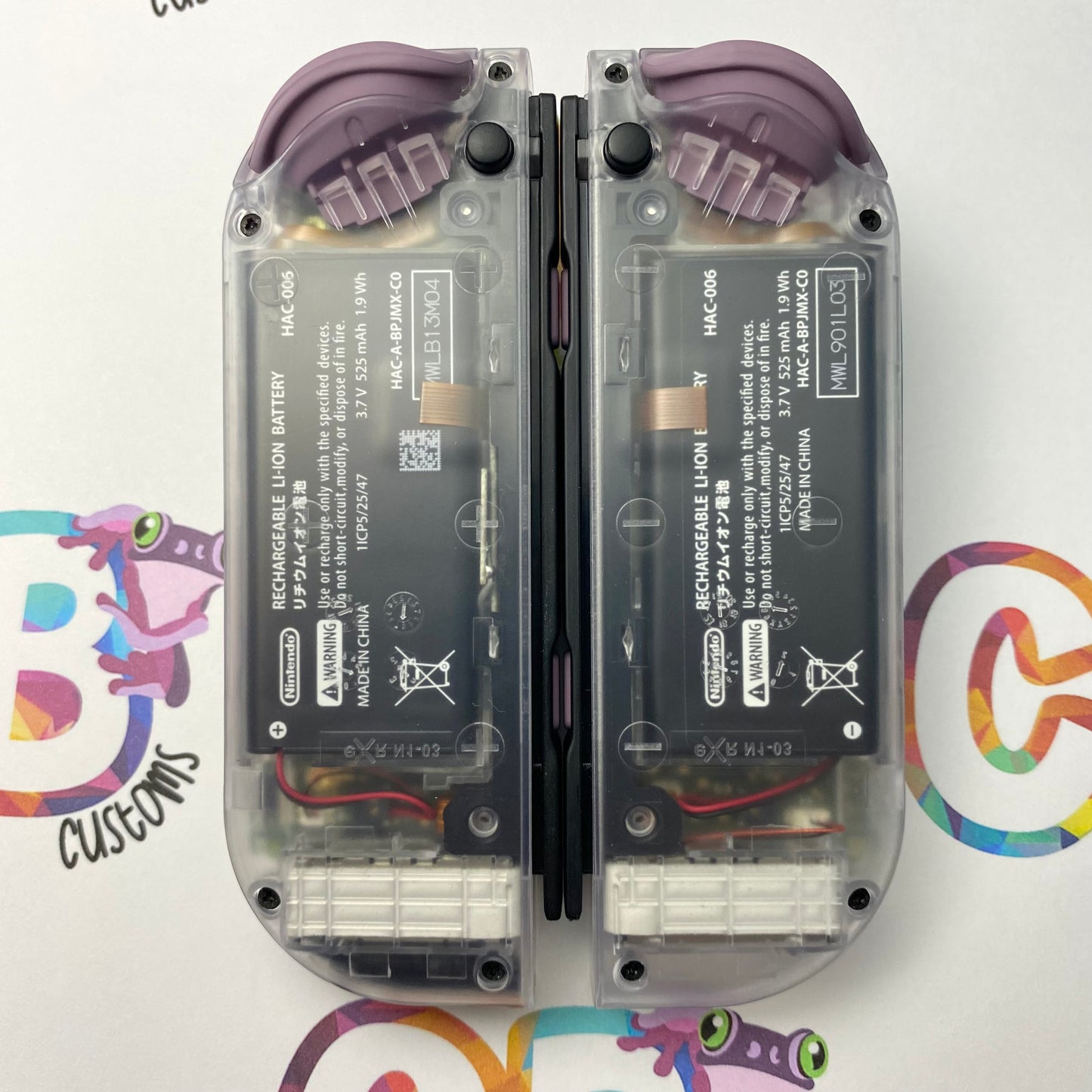 Clear & Gray Violet Buttons Joy-Cons - Custom Nintendo Switch Joycon Controllers