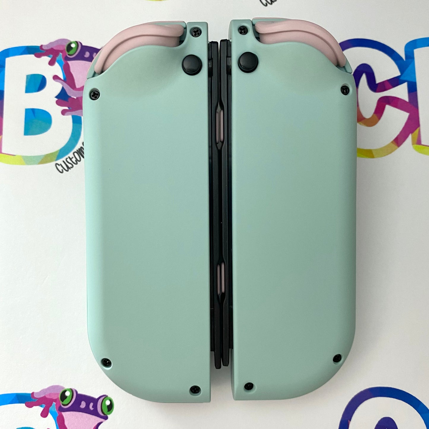 Light Cyan & Sakura Pink with opposite color buttons Candy Hearts Nintendo Switch Joycons - Custom Nintendo Switch Joycon Controllers