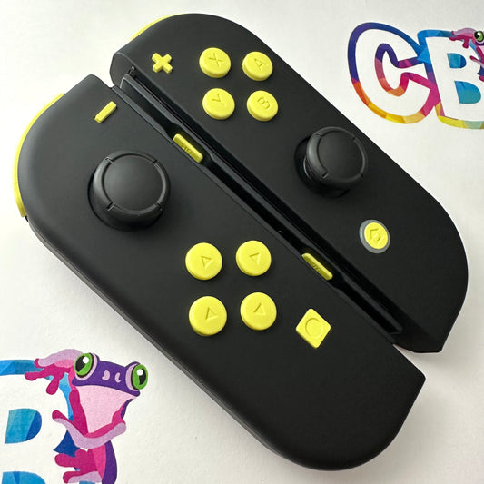 Black & Lemon Yellow Buttons - Custom Nintendo Switch Joy-cons Controllers