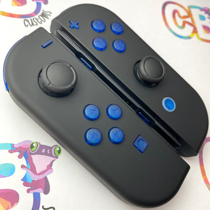 Black & Clear Blue Buttons - Custom Nintendo Switch Joy-cons Controllers