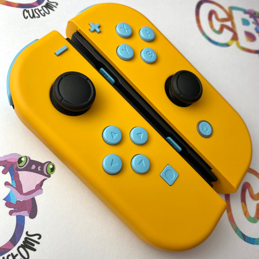 Caution Yellow & Sky Blue Buttons - Custom Nintendo Switch Joy-cons Controllers