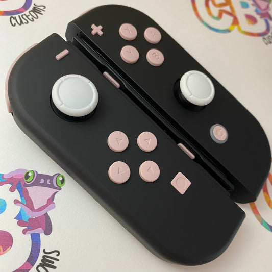 Black & Sakura Pink Buttons - Custom Nintendo Switch Joy-cons Controllers