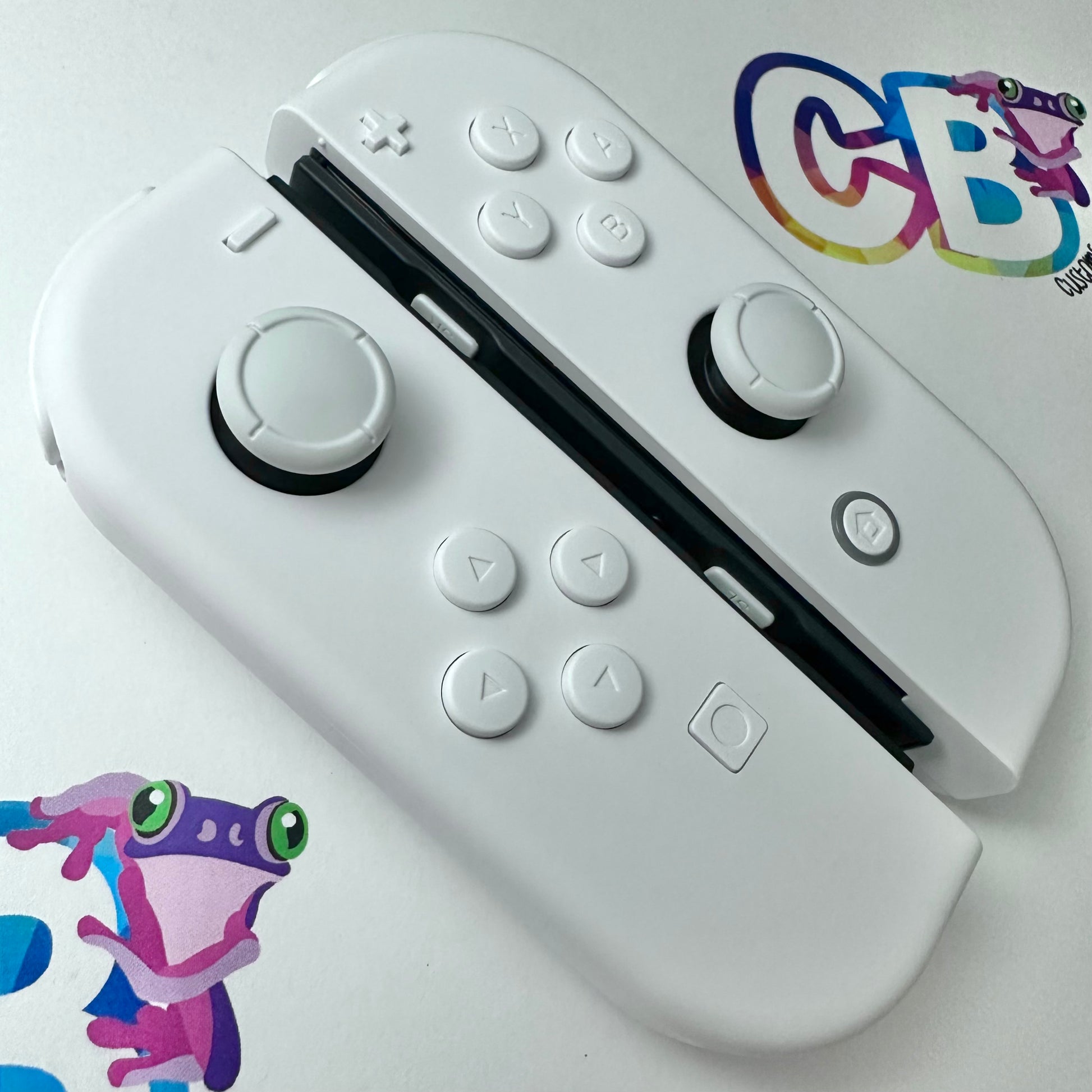 White Joy-Cons - Custom Nintendo Switch Joycon Controllers – CB Customs ...
