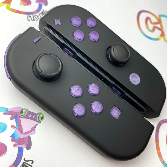 Black & Clear Purple Buttons - Custom Nintendo Switch Joy-cons Controllers