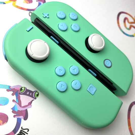 Mint Green & Sky Blue buttons Nintendo Switch Joycons Buttons Nintendo Switch Joycons  - Custom Nintendo Switch Joycon Controllers