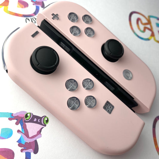 Sakura Pink & Clear Buttons Nintendo Switch Joycons  - Custom Nintendo Switch Joycon Controllers