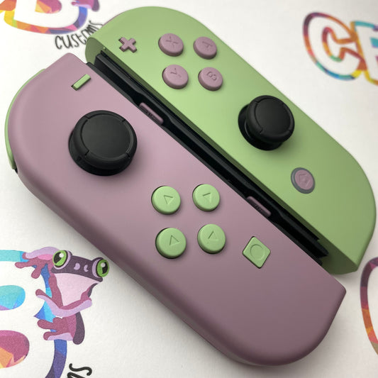 Gray Violet & Matcha Green with opposite color buttons Nintendo Switch Joycons Buttons Nintendo Switch Joycons  - Custom Nintendo Switch Joycon Controllers