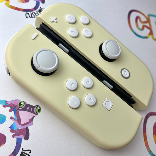 Light Cream & White buttons Nintendo Switch Joycons Buttons Nintendo Switch Joycons  - Custom Nintendo Switch Joycon Controllers