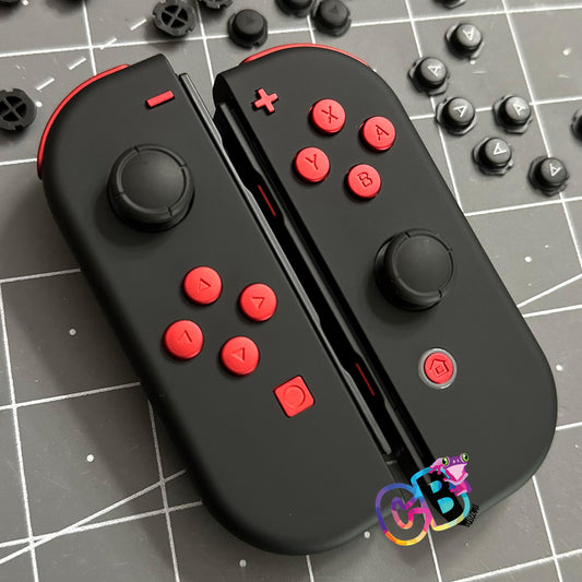 Black & Vampire Red Buttons - Custom Nintendo Switch Joy-cons Controllers